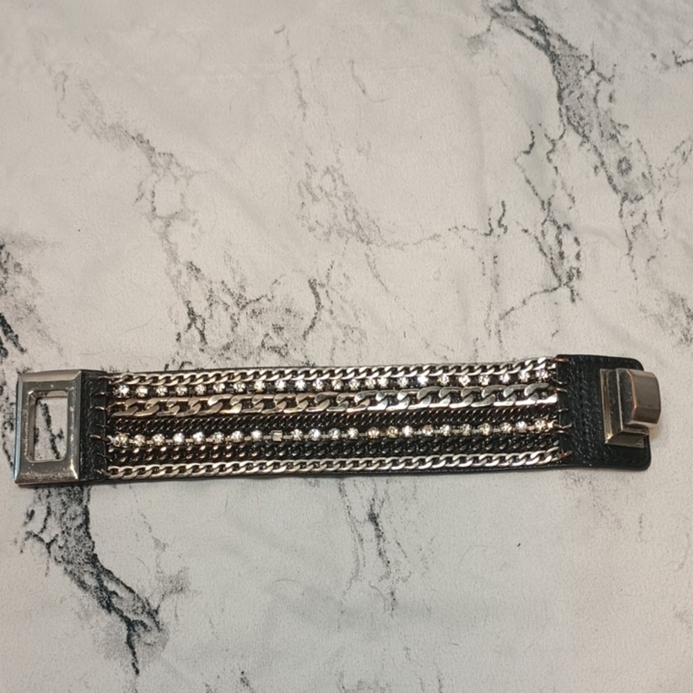 Silver and Black Chain Bracelet